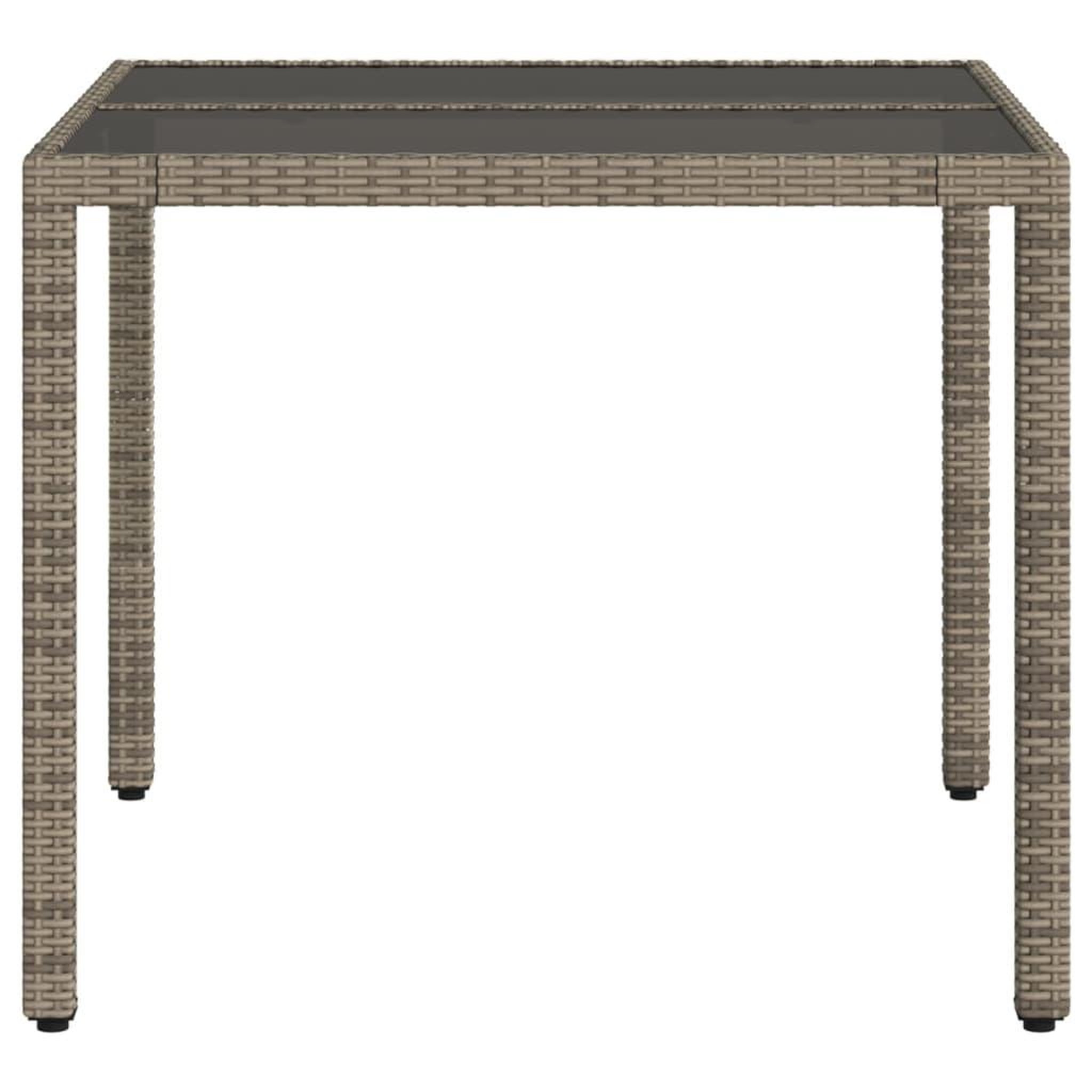 Voir la diapositive 5 : VIDAXL Table de jardin dessus en verre Gris 90x90x75 cm Resine tressee