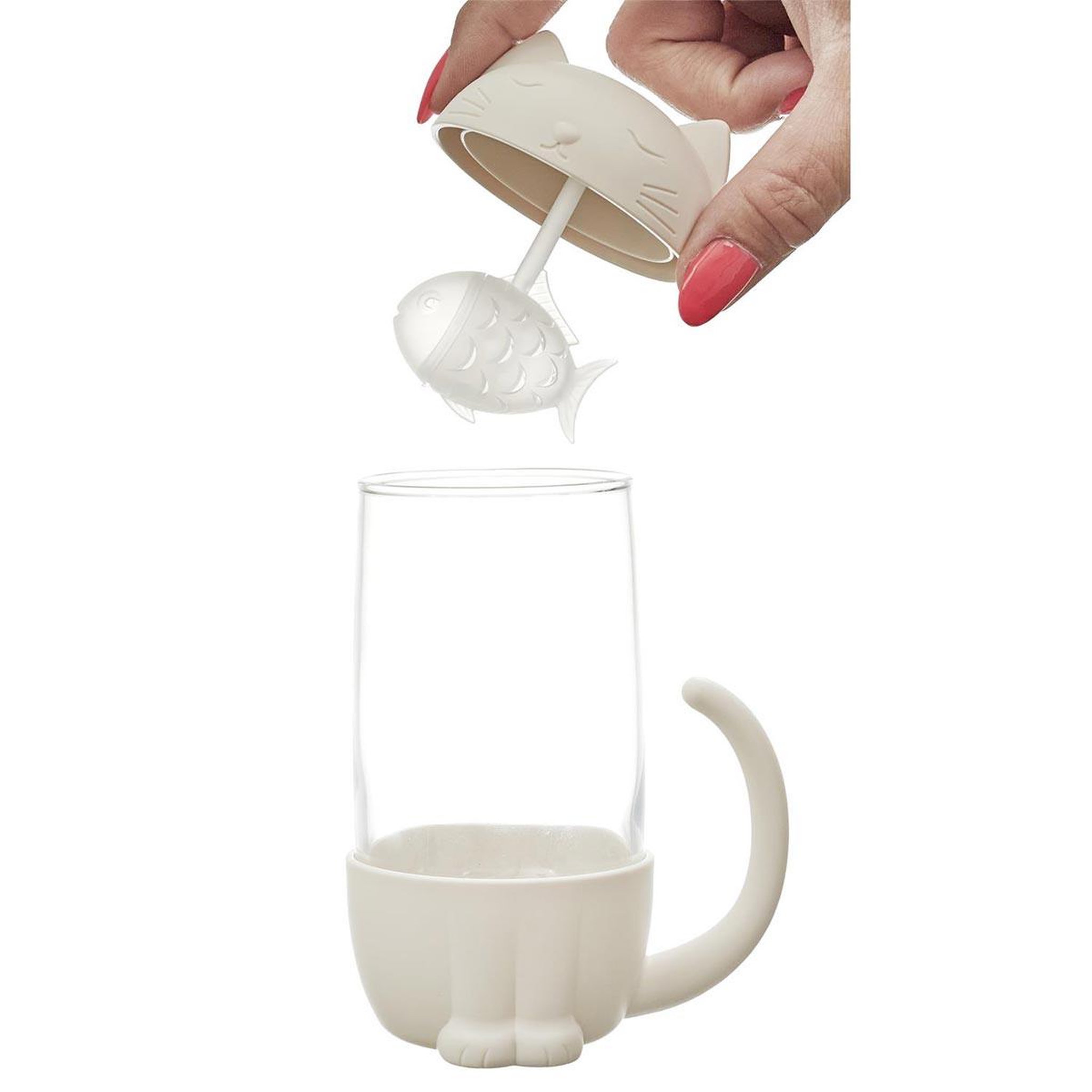 Voir la diapositive 2 : The concept Factory Mug Infuseur à Thé  Poisson Chat  30cl Blanc