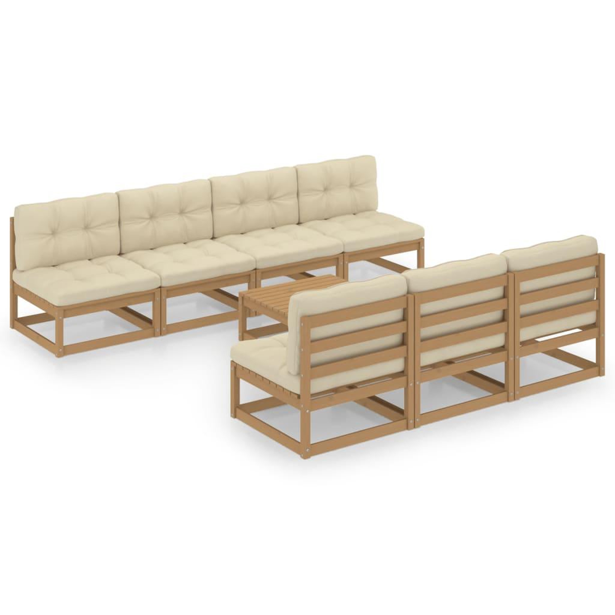 Voir la diapositive 2 : VIDAXL Salon de jardin 8 pcs avec coussins Bois de pin massif