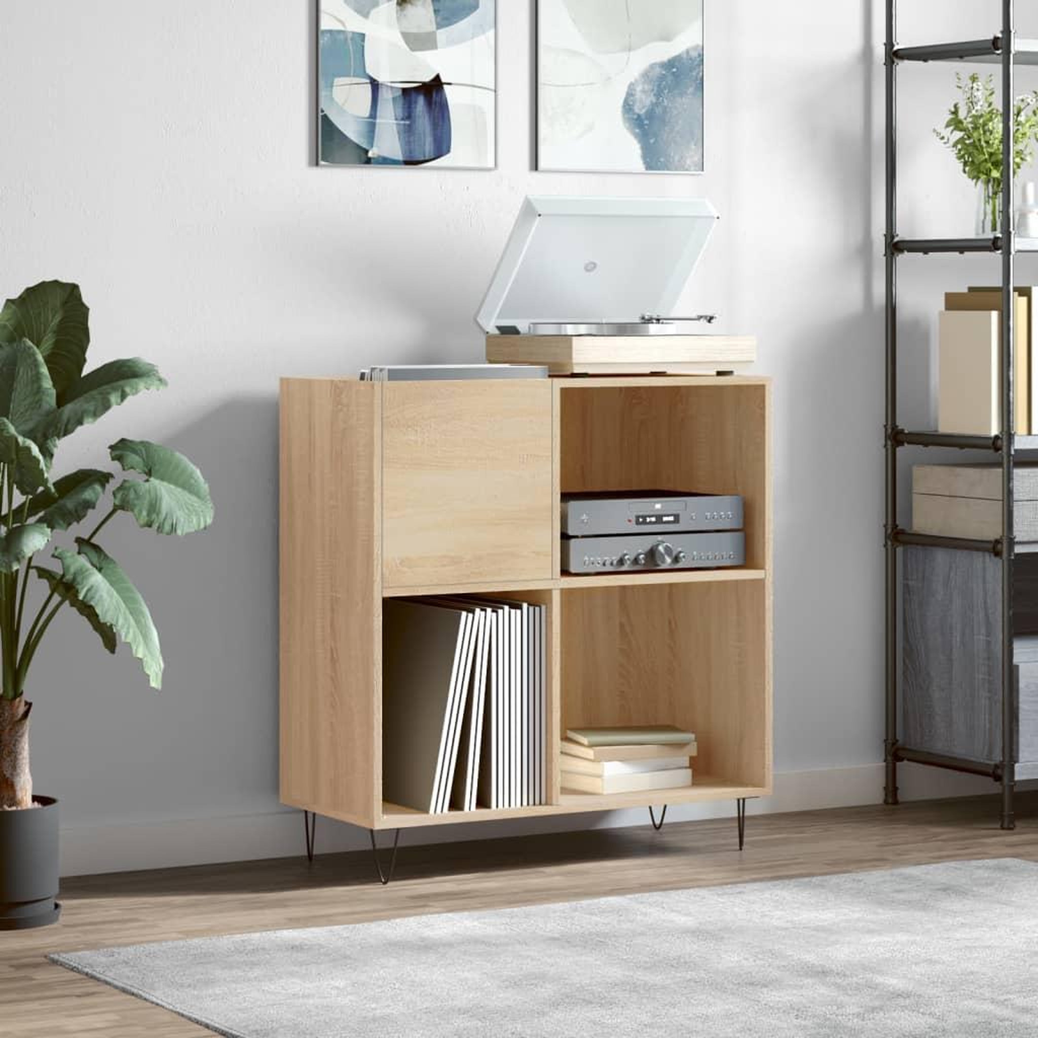 Voir la diapositive 1 : VIDAXL Armoire a disques chene sonoma 84,5x38x89 cm bois d'ingenierie