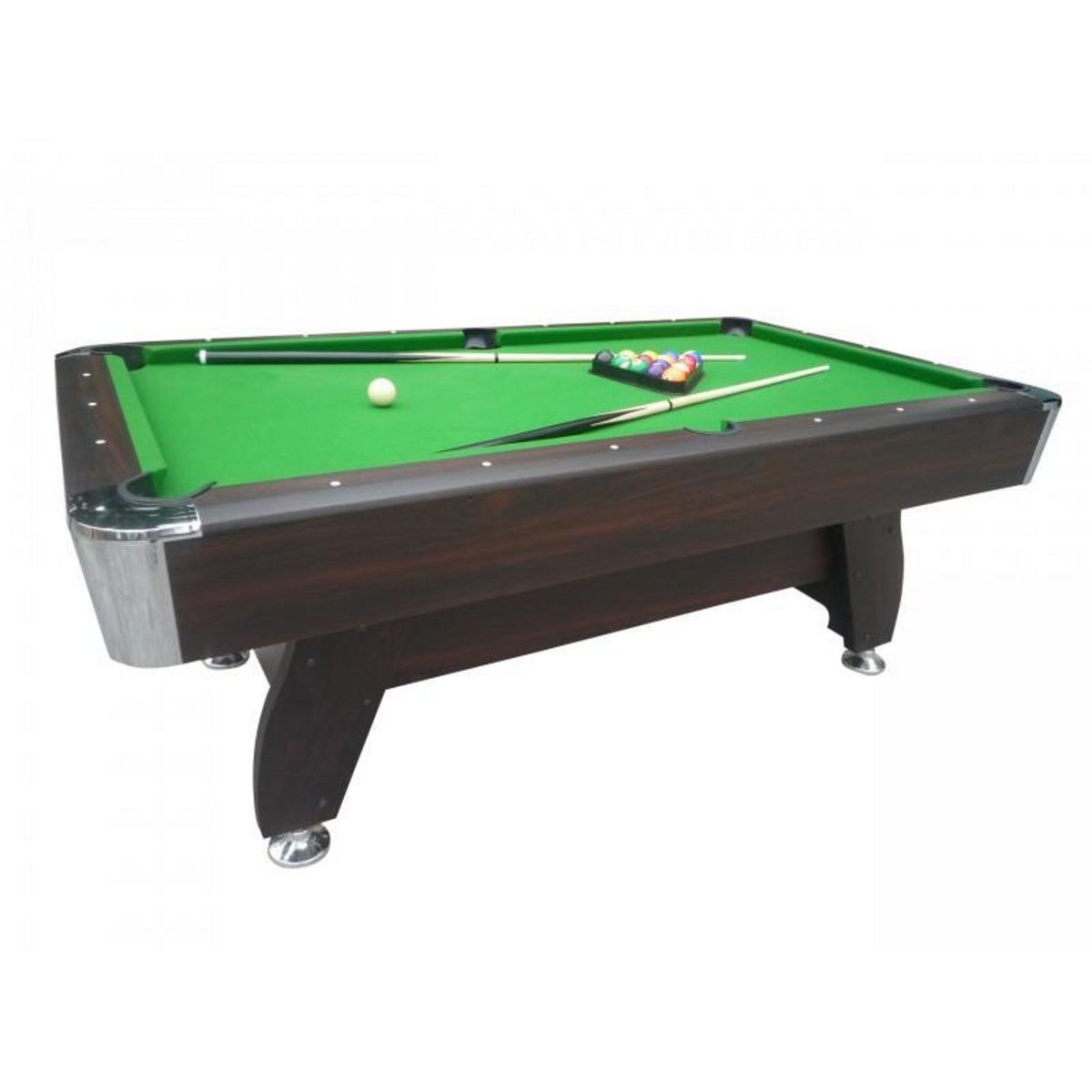 PLAY4FUN Billard Americain avec Retour de boules automatique et Accessoires -Marron et Tapis Vert - 213 x 122 cm