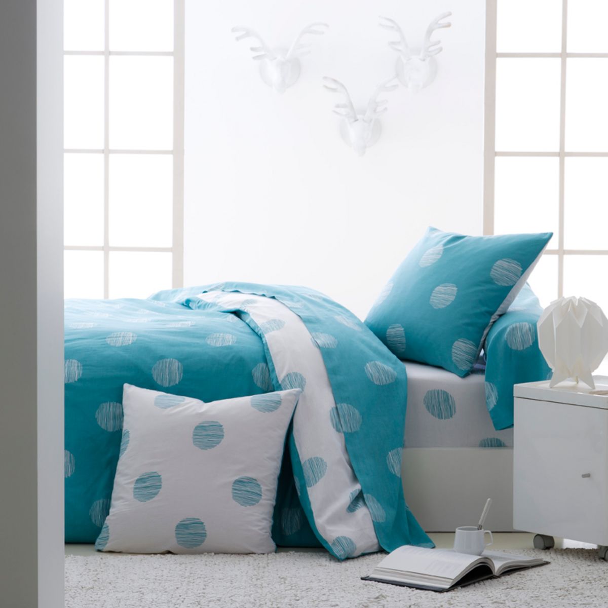 ACTUEL Housse de couette imprimée coton SUZON POIS