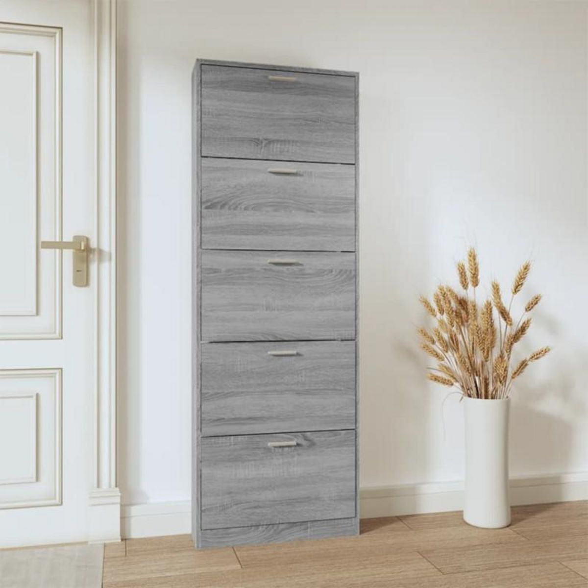 VIDAXL Armoire à chaussures Sonoma gris 59x17x169 cm Bois d ingénierie