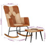 Voir la diapositive 6 : VIDAXL Chaise a bascule et repose-pieds Marron Cuir veritable et toile