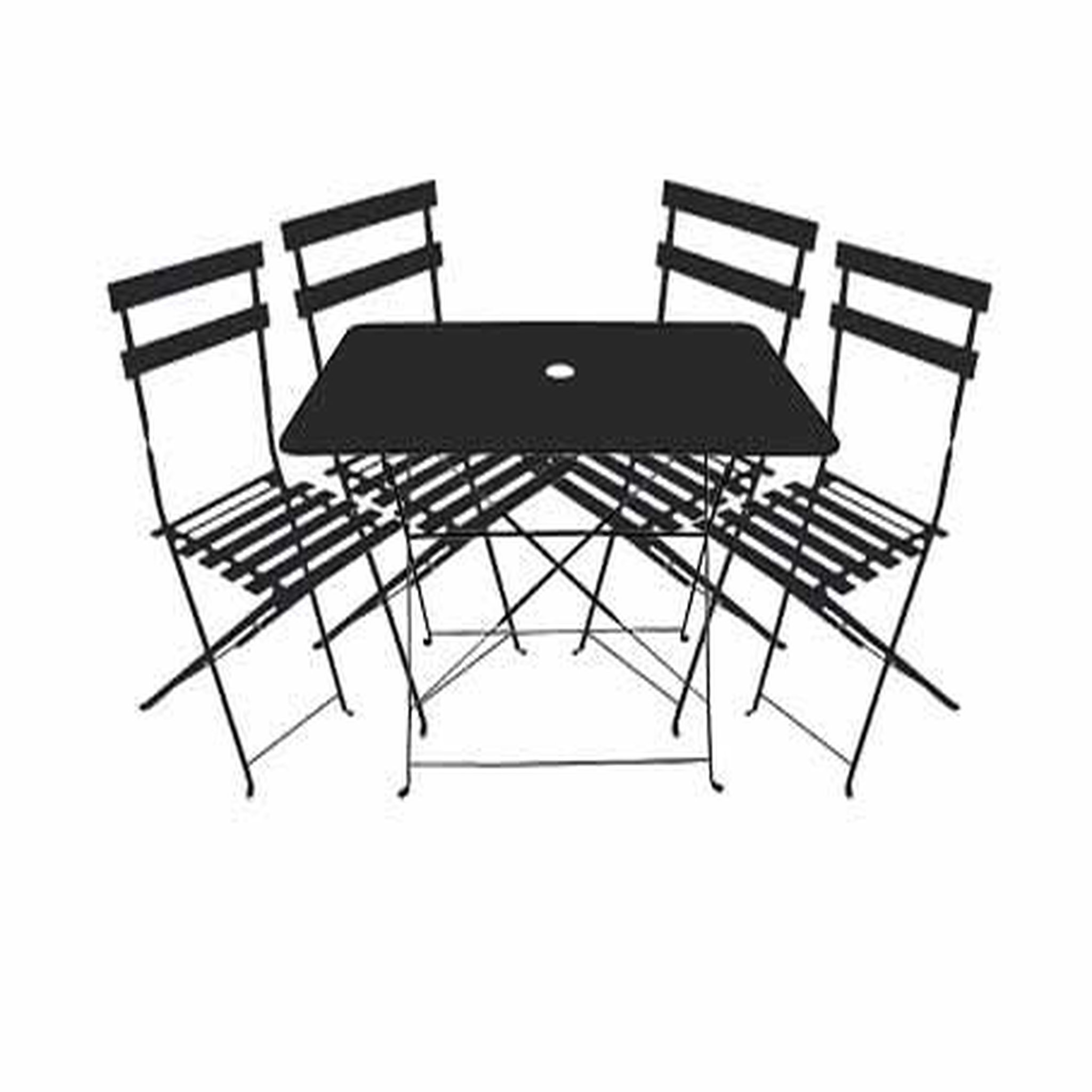 Chalet & jardin Ensemble repas Bistrot dépliant métal - Table + 4 Chaises - Noir