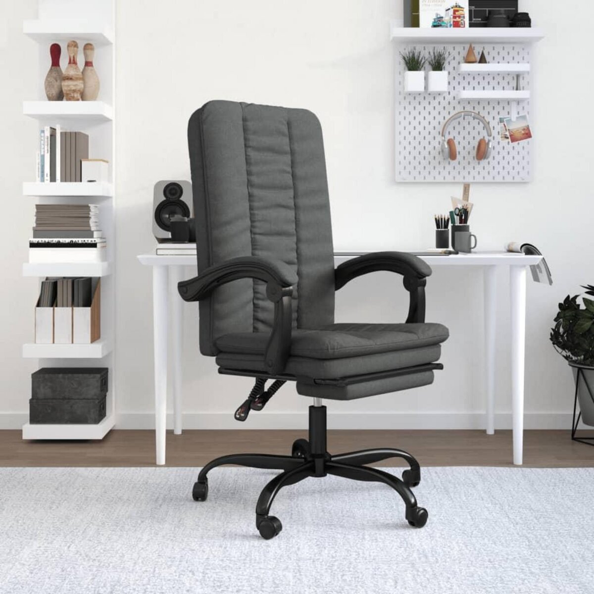 VIDAXL Fauteuil inclinable de bureau Gris fonce Tissu