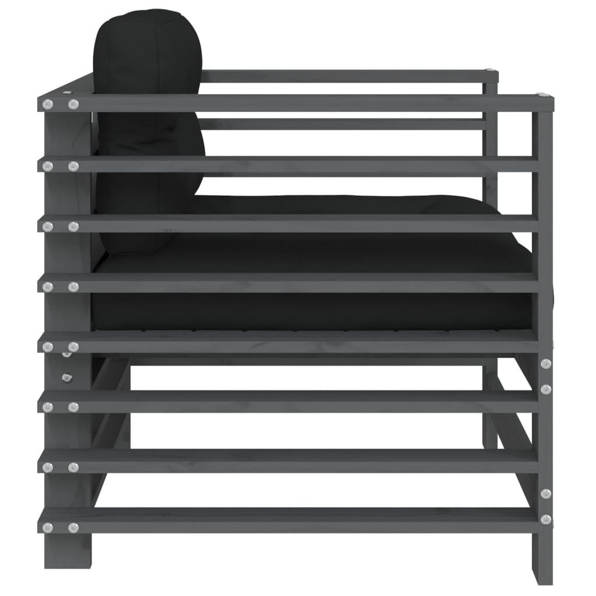 Voir la diapositive 5 : VIDAXL Chaises de jardin et coussins lot de 2 gris bois de pin massif