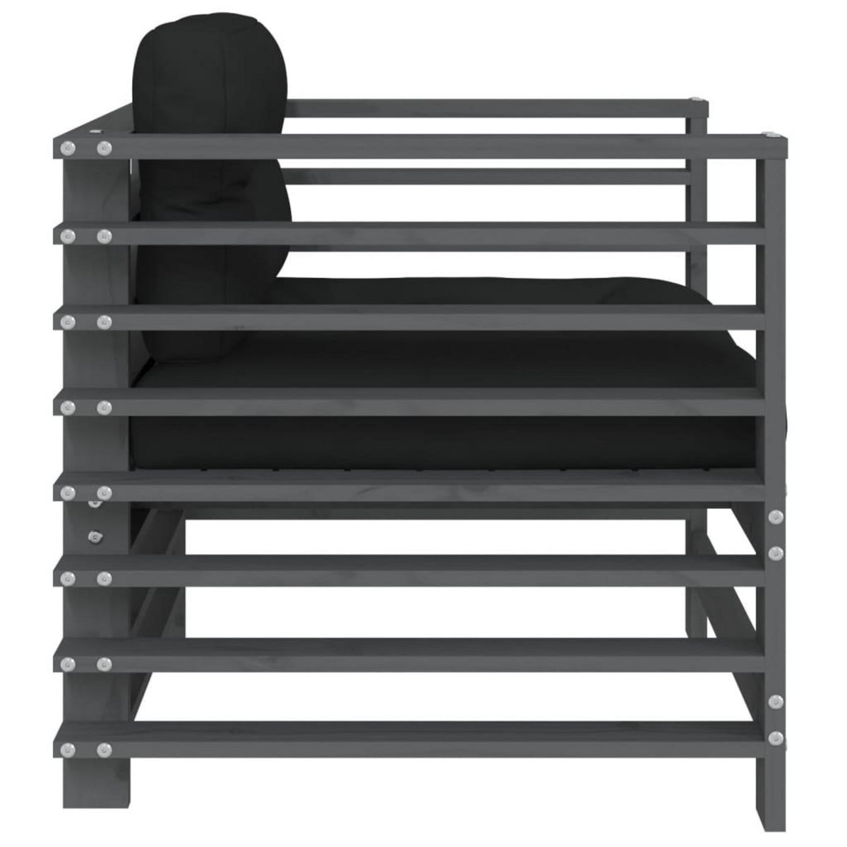 VIDAXL Chaises de jardin et coussins lot de 2 gris bois de pin massif