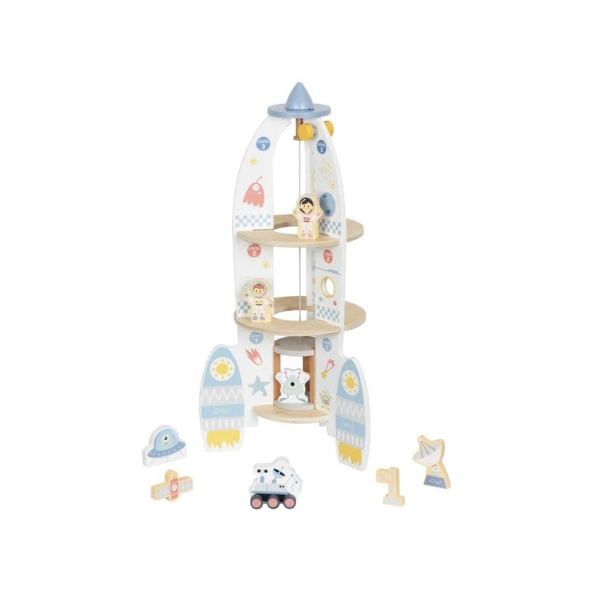 ELINELI Fusée en bois et accessoires