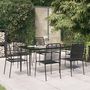 Voir la diapositive 1 : VIDAXL Ensemble a manger de jardin 7 pcs Noir Corde de coton et acier