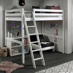 Paris Prix Pack - Lit Mezzanine Enfant, Bibliothèque & Fauteuil-Lit  Pino  Blanc