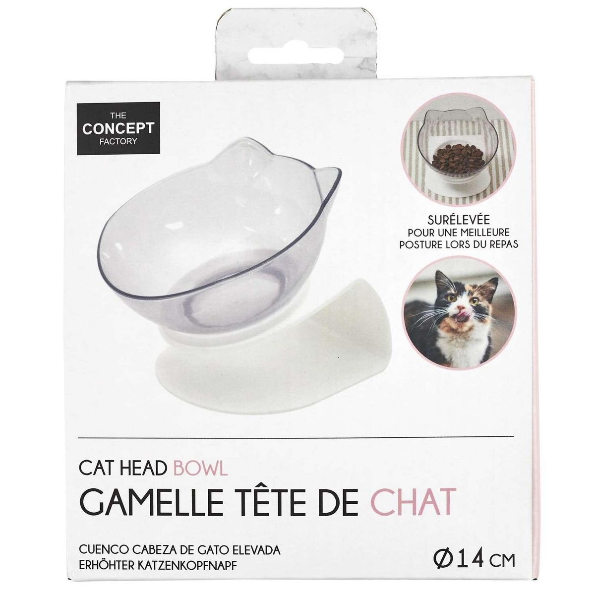 The concept Factory Gamelle tête de chat surélevée - Blanc