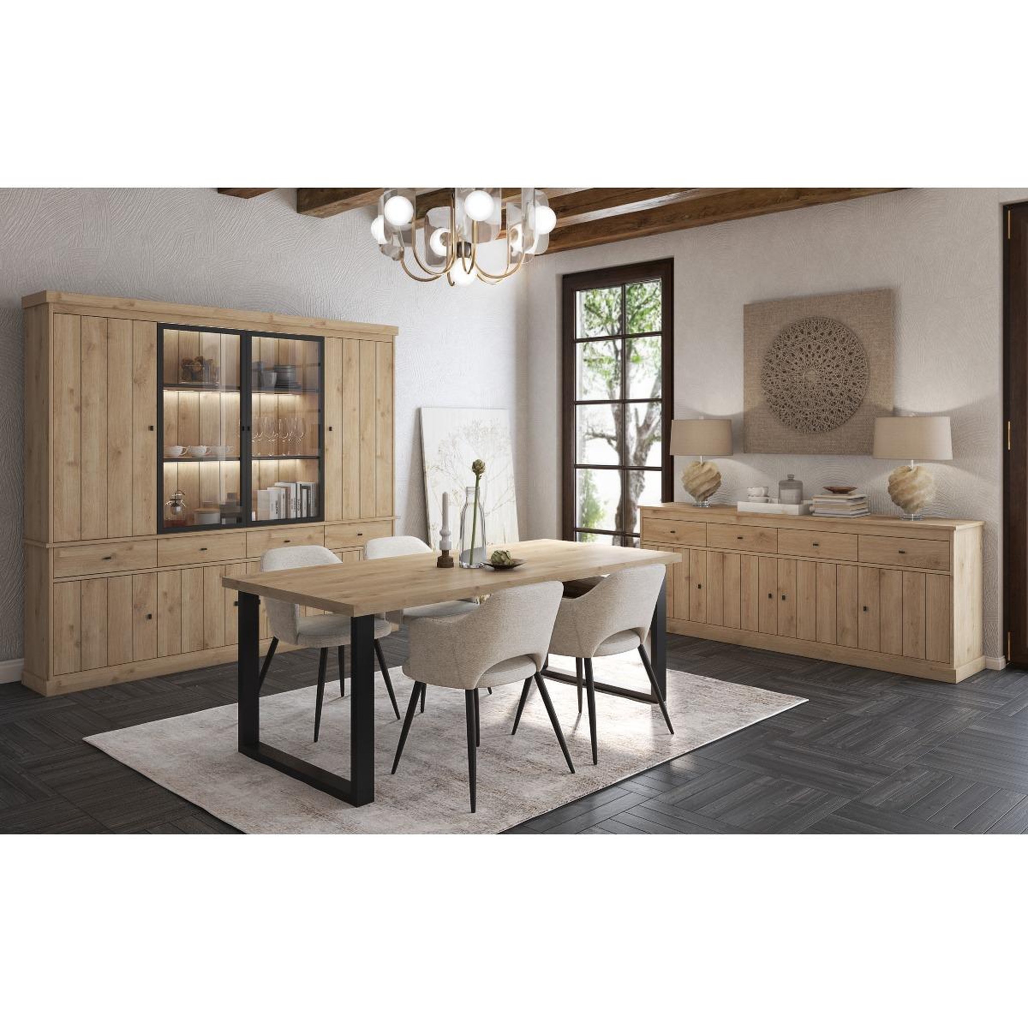 Voir la diapositive 6 : JLC KREATION Vaisselier en bois 4 portes dont 2 vitrées VALENTINE