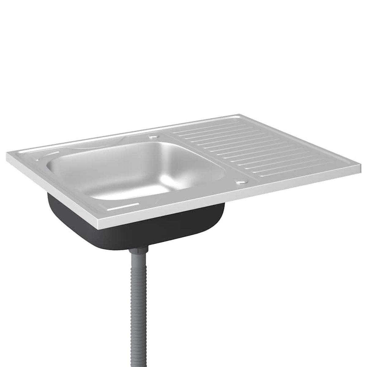 VIDAXL Jeu d'evier de cuisine et egouttoir argente 800x600x155 mm inox