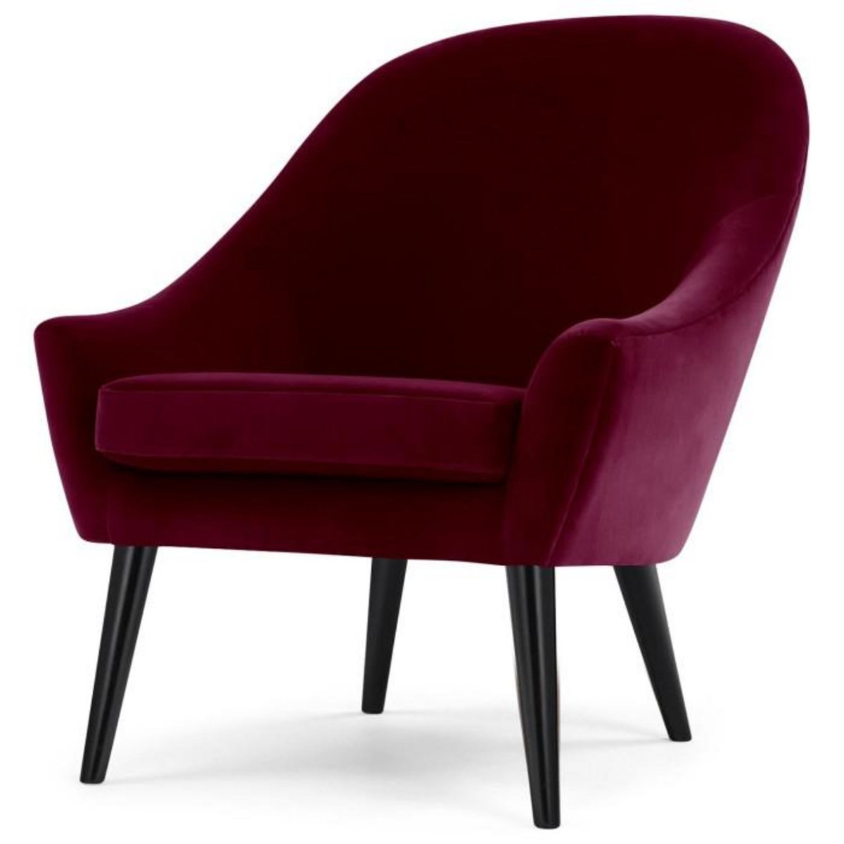Paris Prix Fauteuil Scandinave Velours  Ulla  88cm Bordeaux