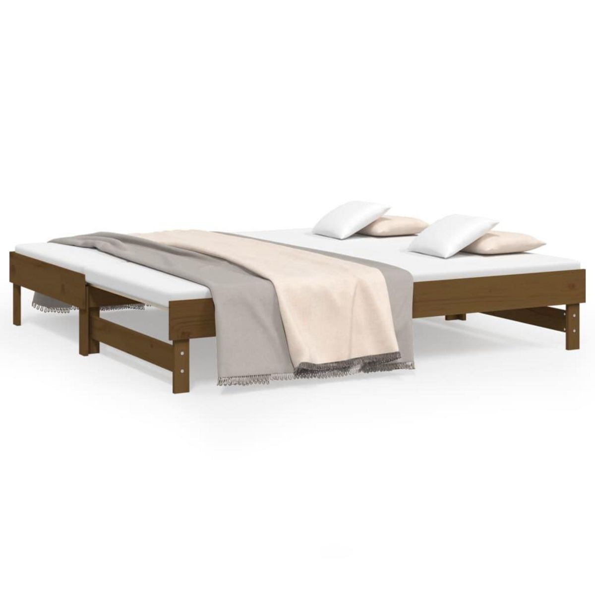 VIDAXL Lit coulissant sans matelas marron miel 2x(75x190) cm
