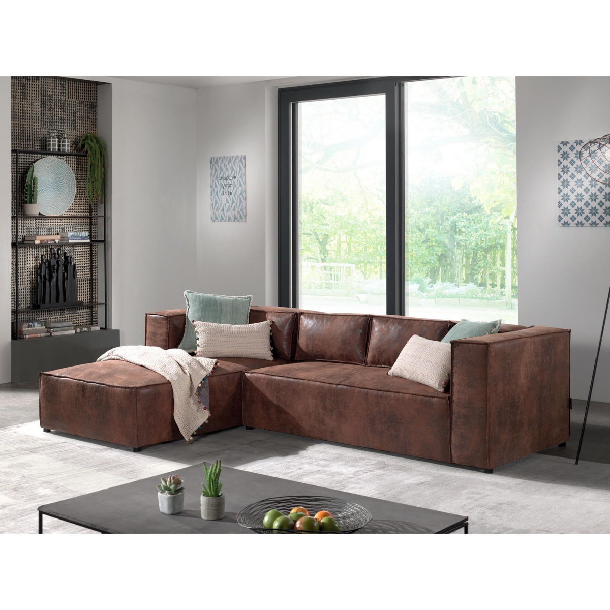 LISA DESIGN Stella - canapé d'angle - 4 places - style industriel - gauche