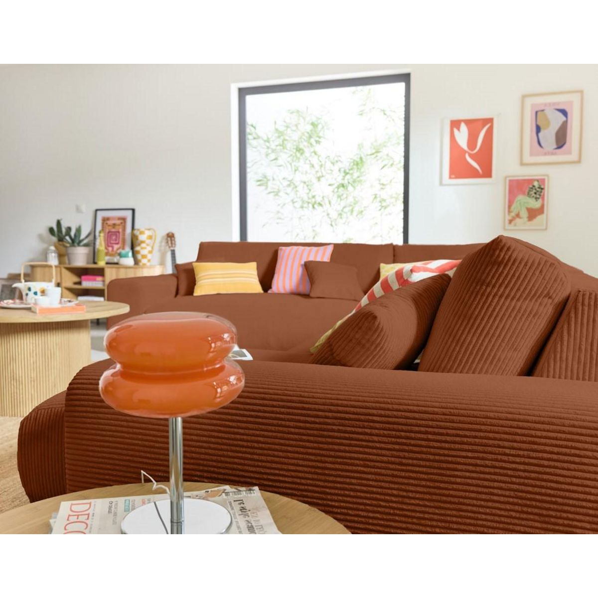 LISA DESIGN Garance - canapé modulable d'angle gauche - 8 places - en velours côtelé