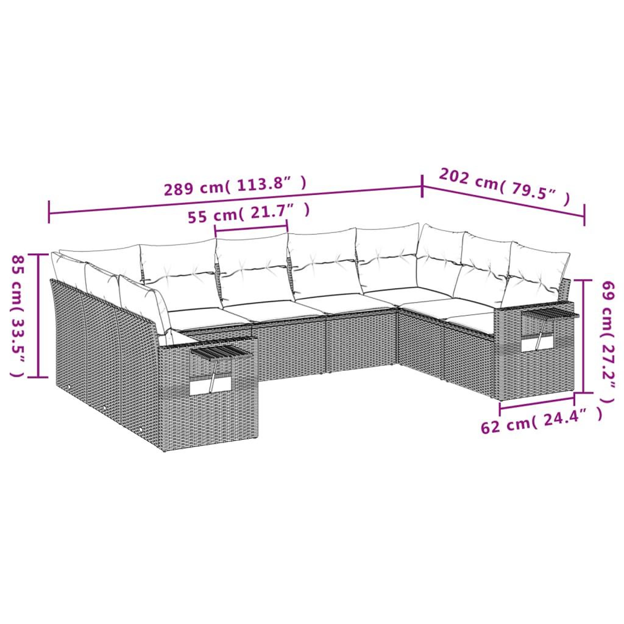 Voir la diapositive 6 : VIDAXL Salon de jardin 9 pcs avec coussins noir resine tressee