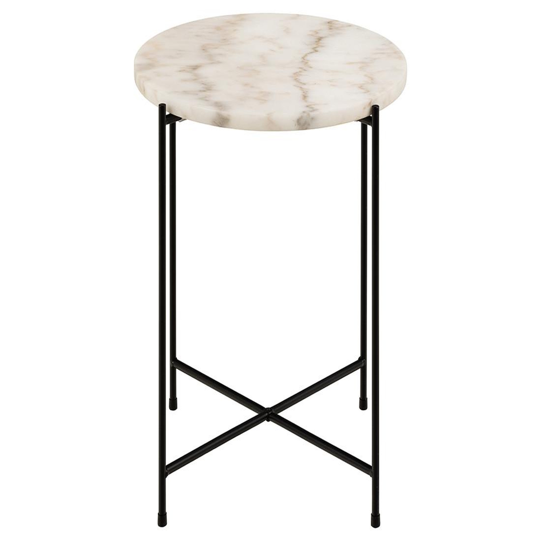 Voir la diapositive 3 : LISA DESIGN Ezaro - table basse ronde - 42 cm - plateau en marbre - pieds en acier