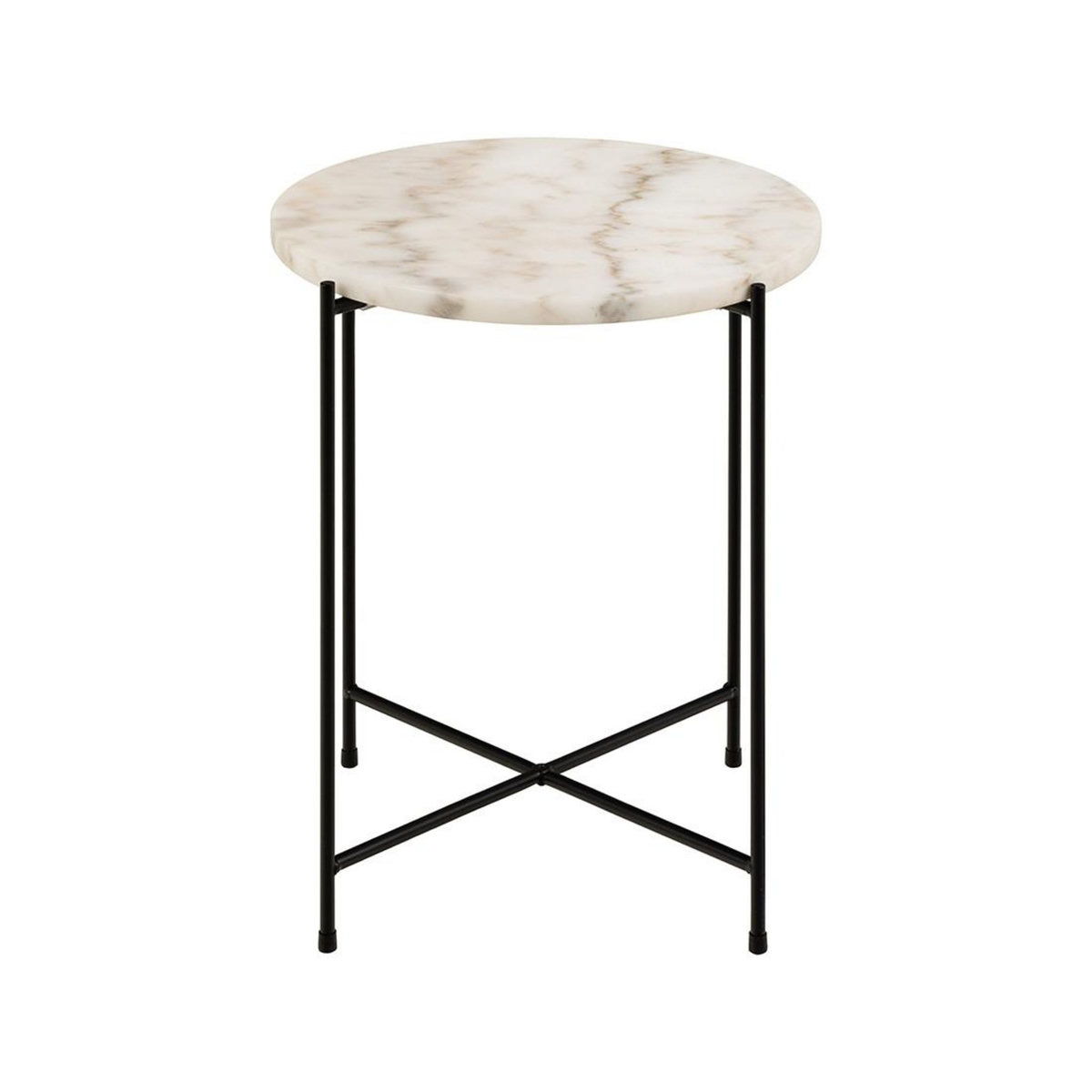 LISA DESIGN Ezaro - table basse ronde - 42 cm - plateau en marbre - pieds en acier