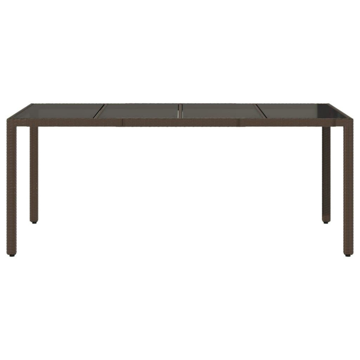 VIDAXL Table de jardin avec dessus en verre marron resine tressee