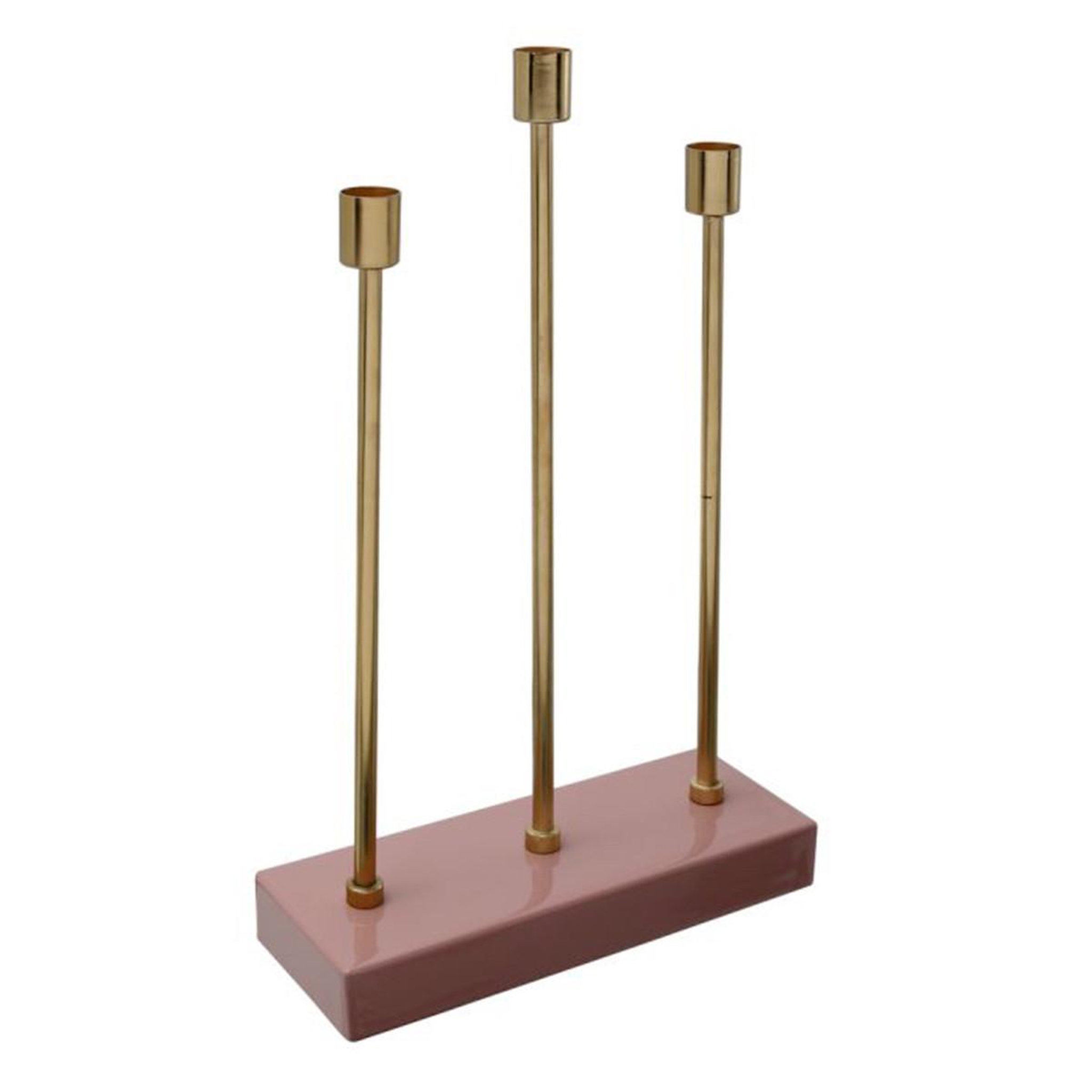 Paris Prix Bougeoir design en métal  isola  39cm rose & or