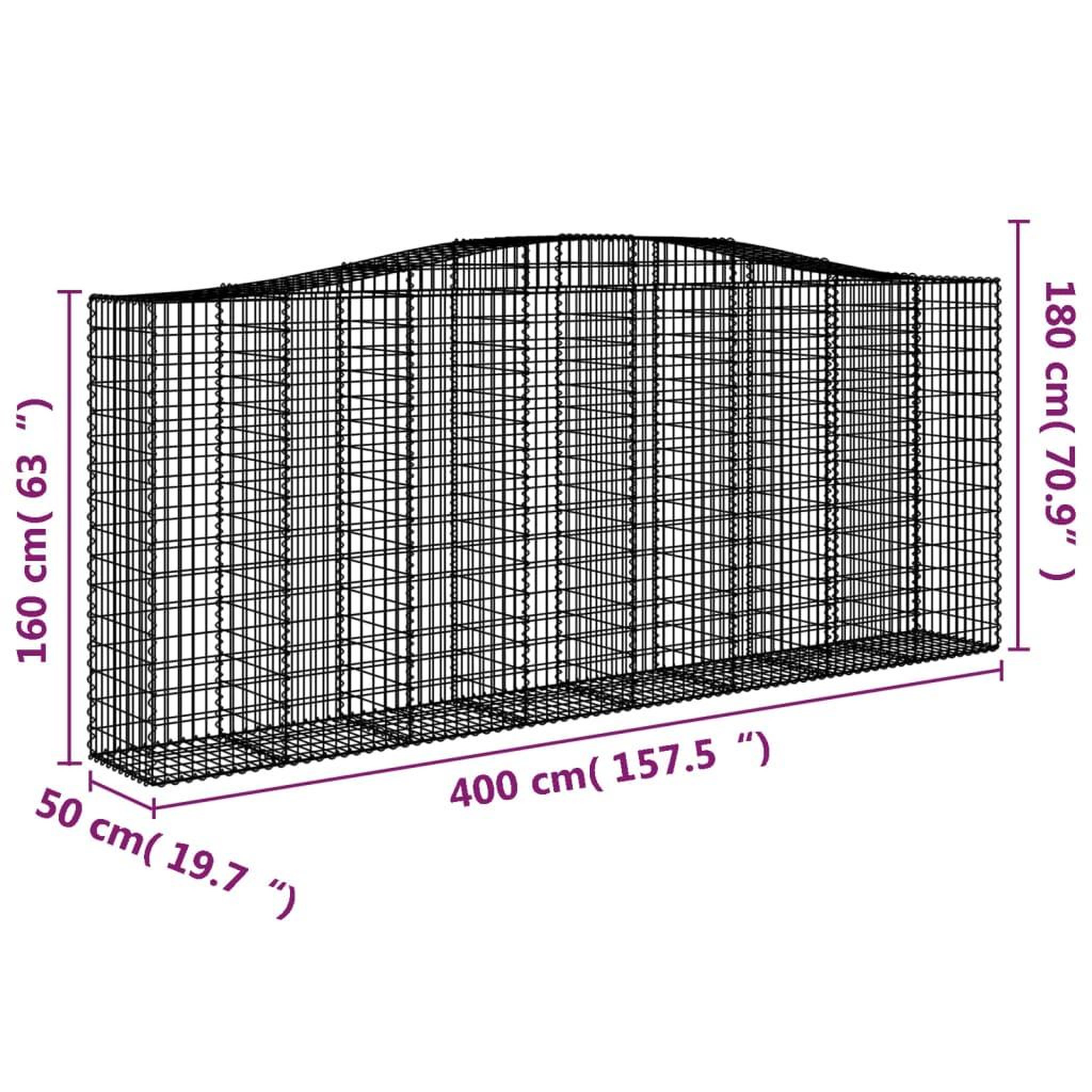 Voir la diapositive 6 : VIDAXL Paniers a gabions arques 9 pcs 400x50x160/180 cm fer galvanise