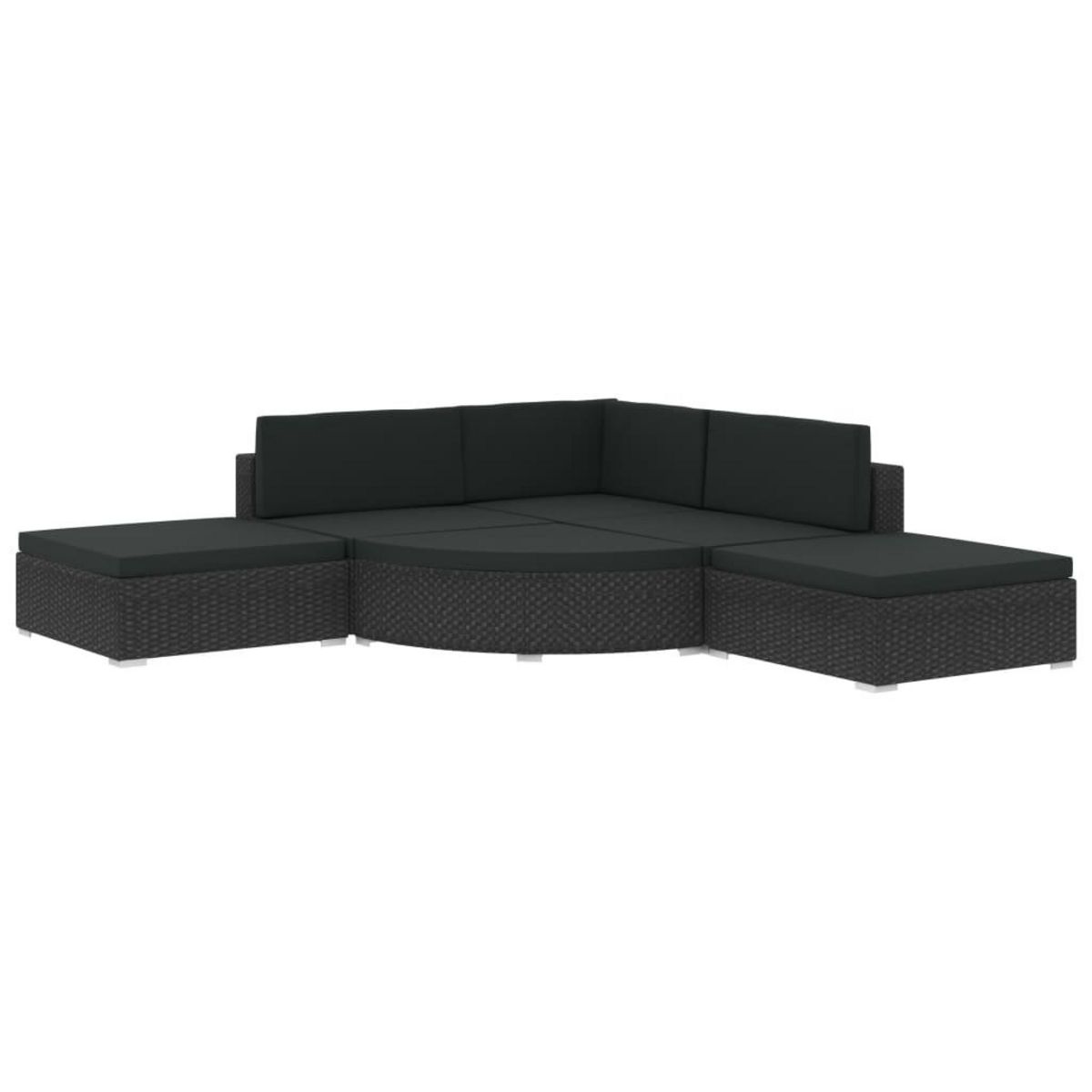 VIDAXL Salon de jardin 6 pcs avec coussins resine tressee noir