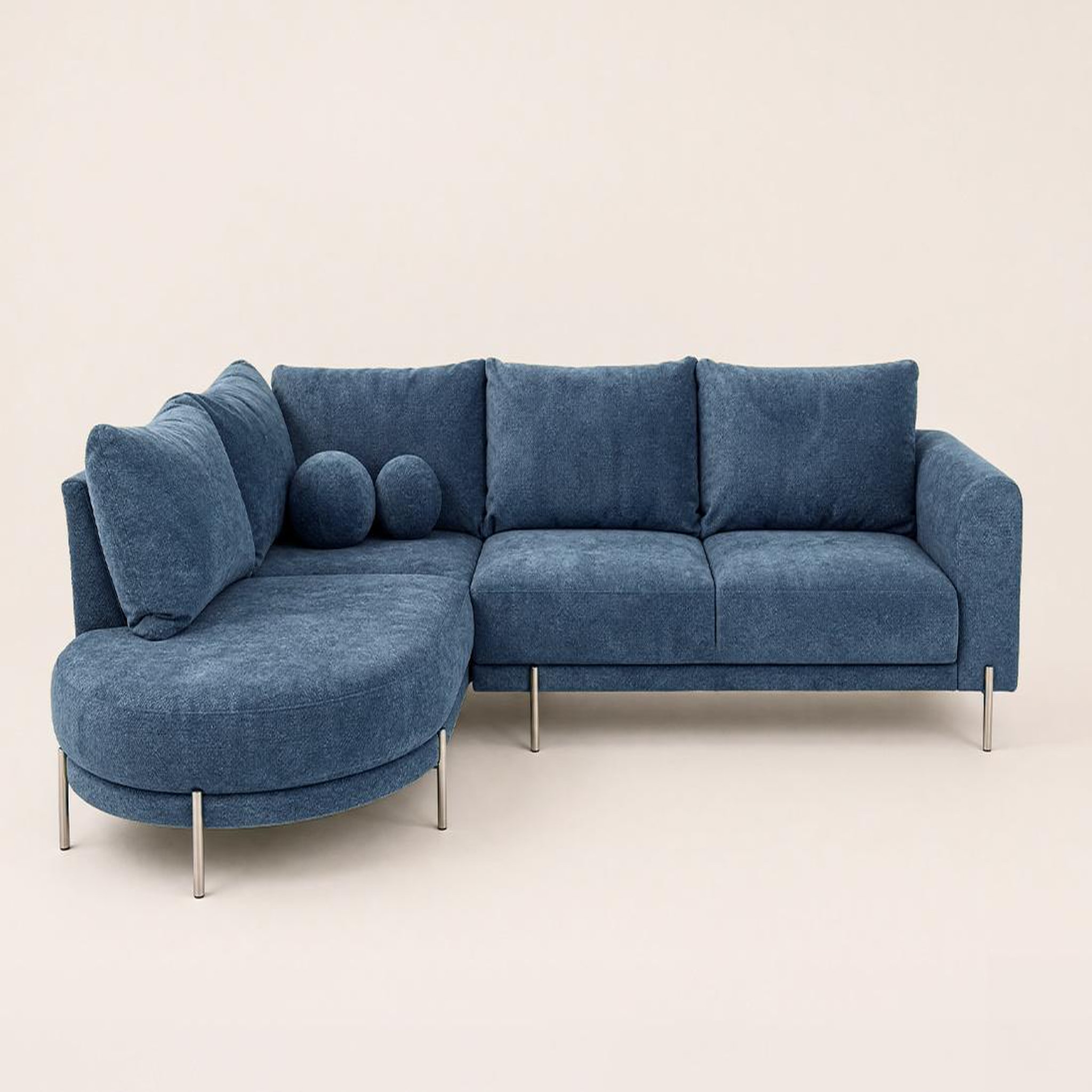 Voir la diapositive 6 : BEST MOBILIER Gabin - canapé d'angle gauche 5 places en velours texturé