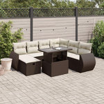 VIDAXL Salon de jardin 8 pcs avec coussins marron resine tressee