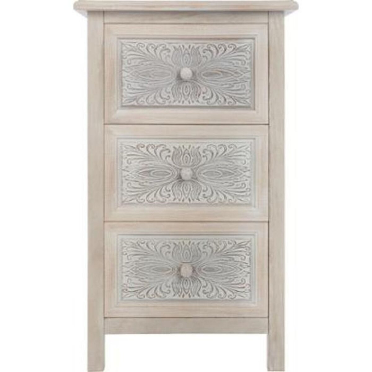 ATMOSPHERA Commode Vintage 3 Tiroirs  Hina  80cm Blanc