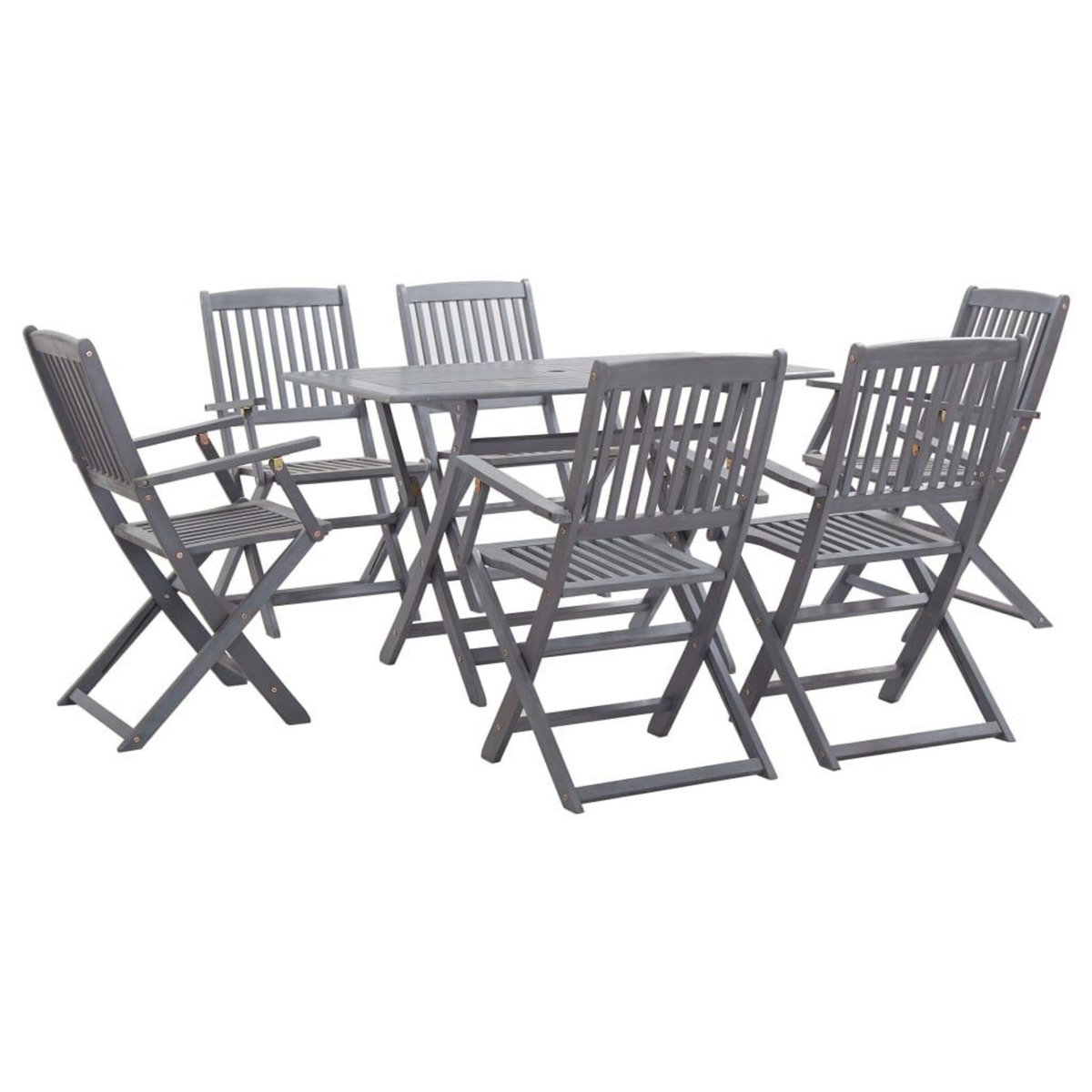 VIDAXL Ensemble a manger de jardin 7 pcs Bois d'acacia massif Gris