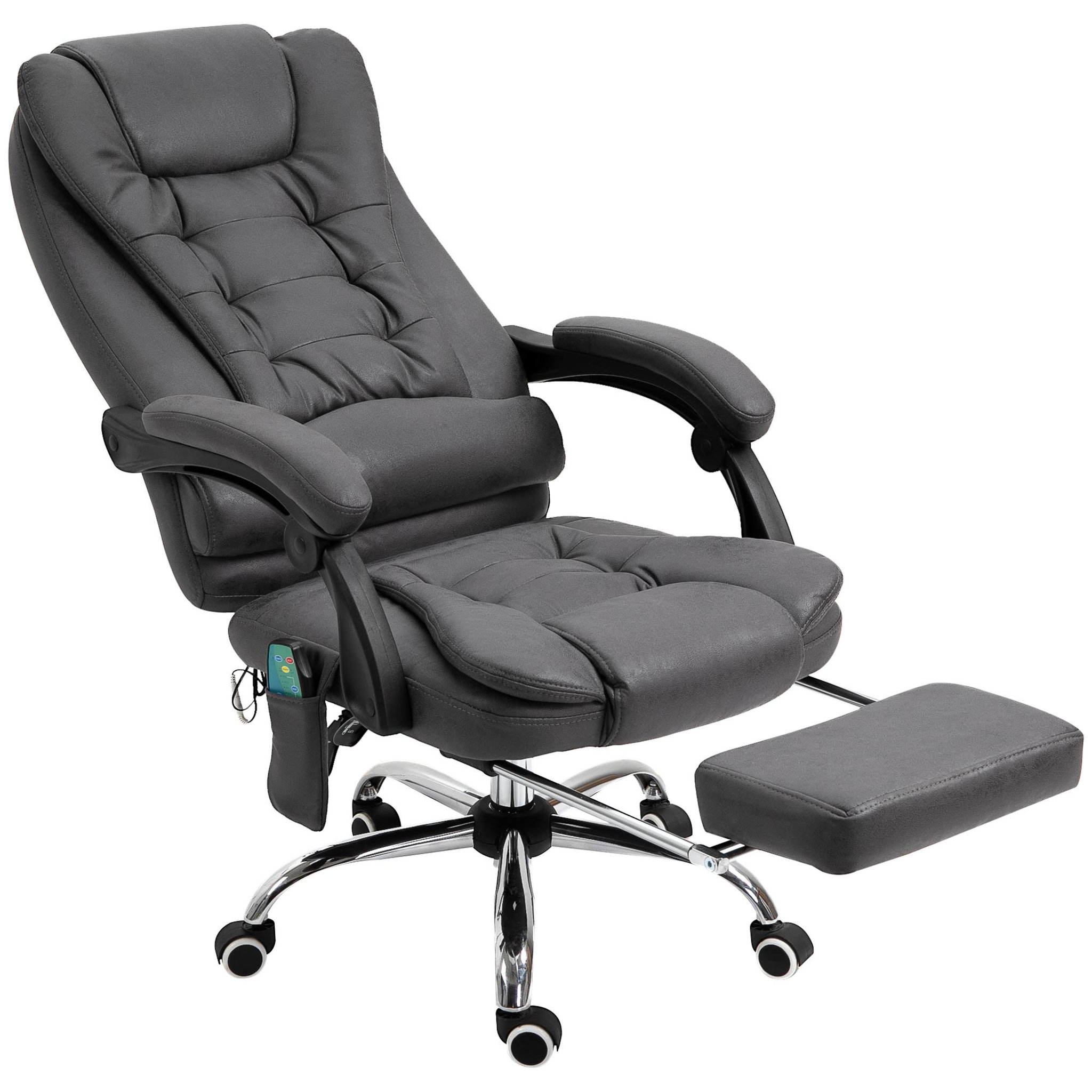 Voir la diapositive 4 : VINSETTO Fauteuil de bureau direction massant chauffant hauteur réglable dossier inclinable tissu gris