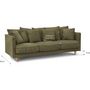Voir la diapositive 3 : MARKET24 Canapé fixe 4 places CONSTANCE - Tissu vert - Pied en bois massif - L 212 x H 87 x P 93 cm