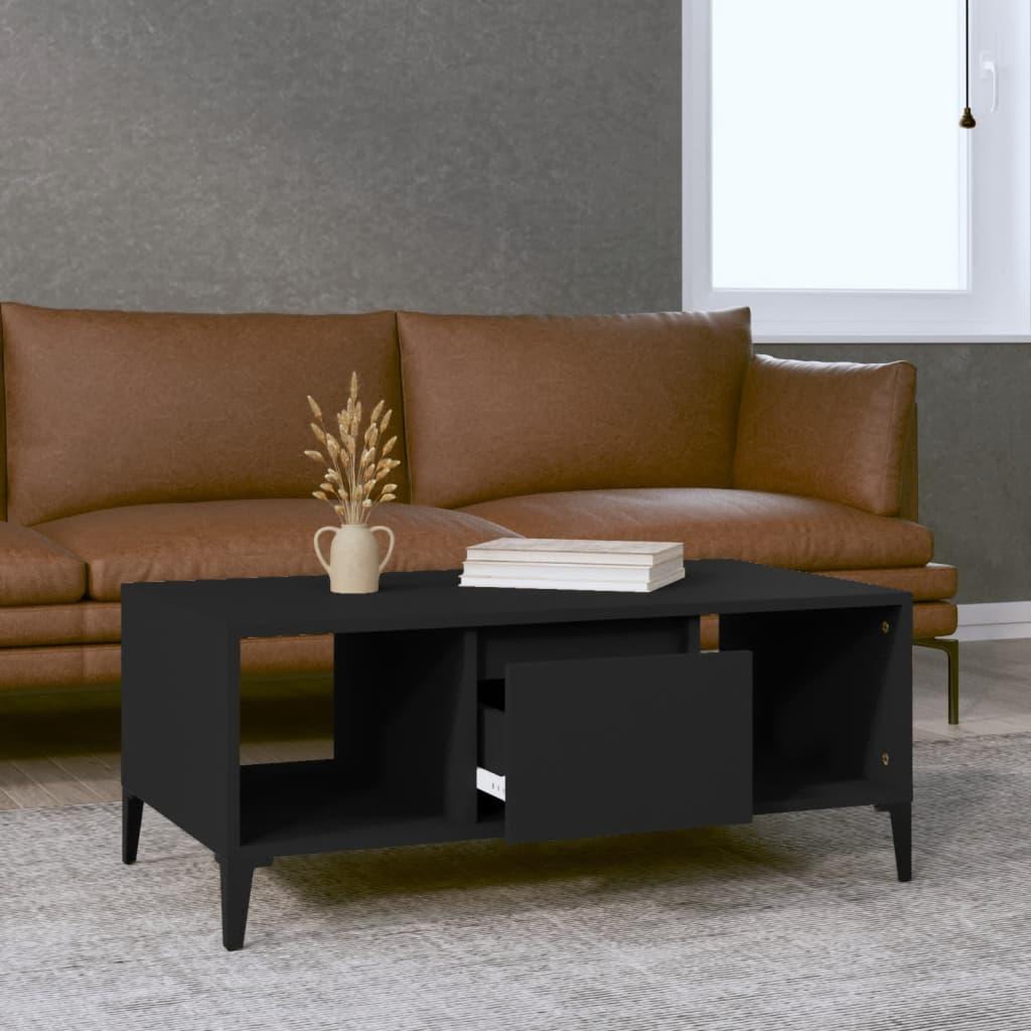 Voir la diapositive 3 : VIDAXL Table basse Noir 90x50x36,5 cm Bois d'ingenierie