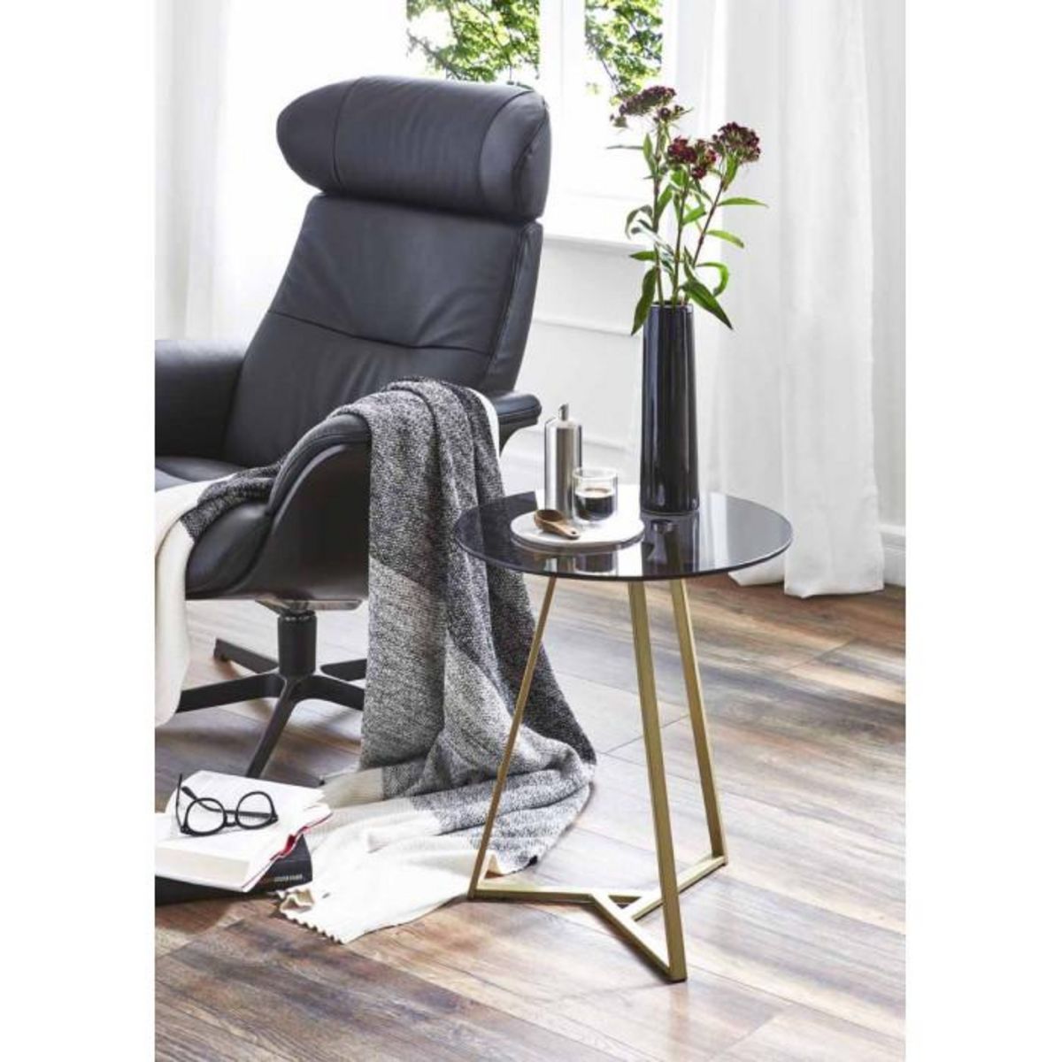 Paris Prix Table d'Appoint en Verre  Safia  50cm Or