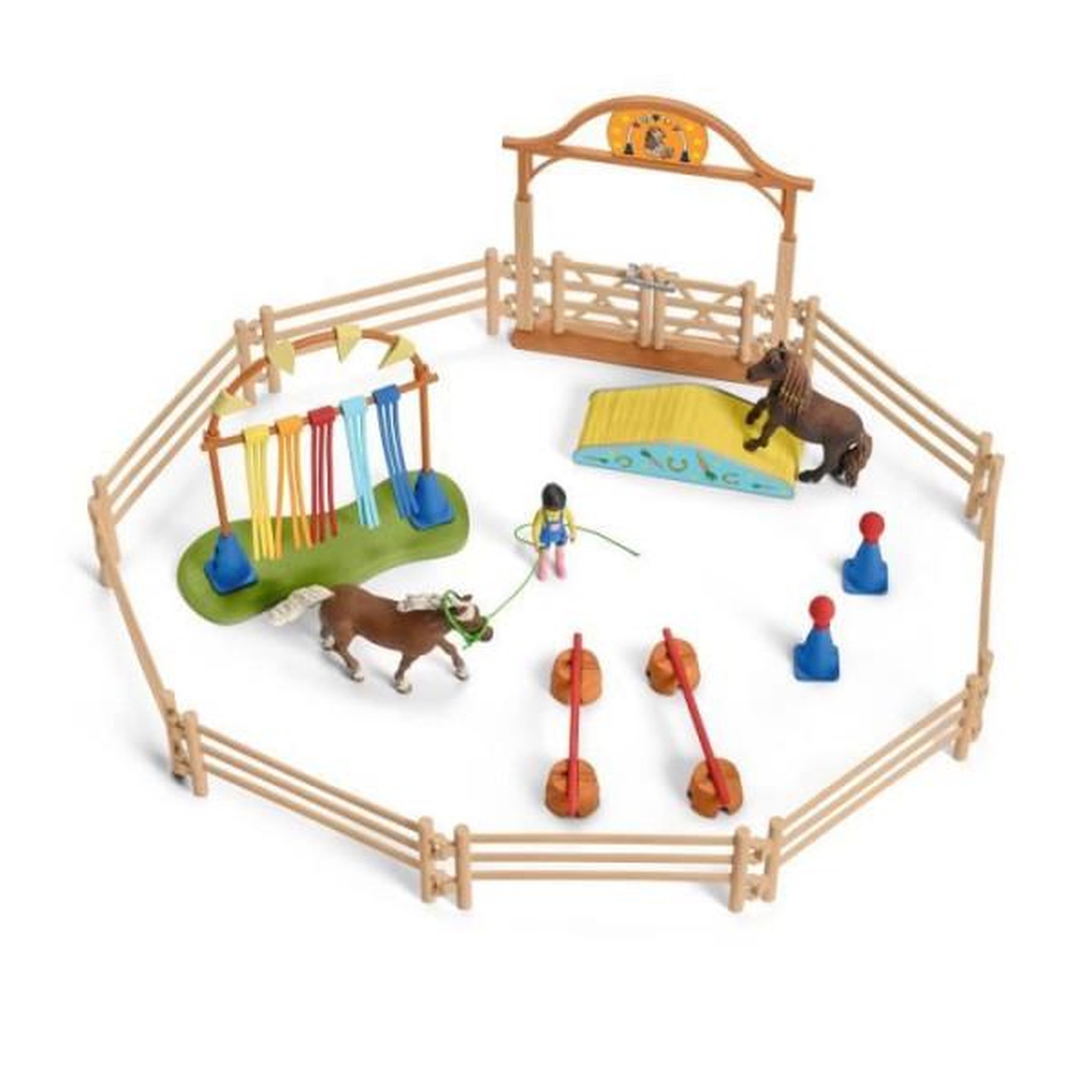 Voir la diapositive 3 : Schleich Coffret d'entraînement agilité équestre avec cheval schleich, dresseur et accessoires - ensemble équestre de 41 pieces - cad