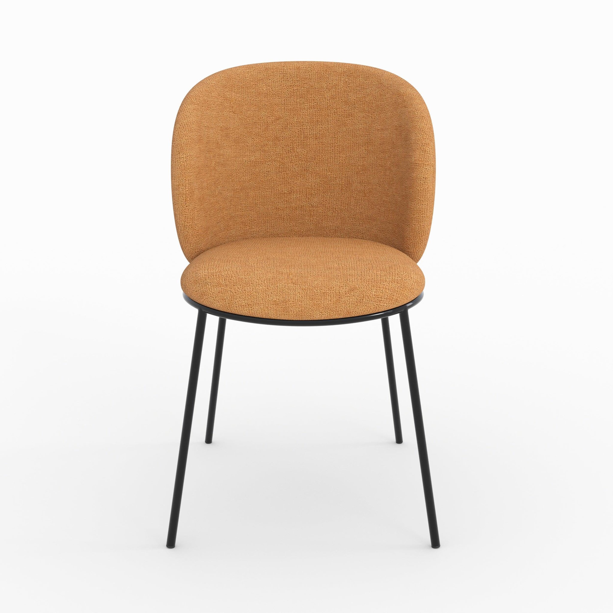 Voir la diapositive 5 : MAISON PAVANE Lot de 2 chaises en tissu jaune moutarde, pieds métal noir-bulle
