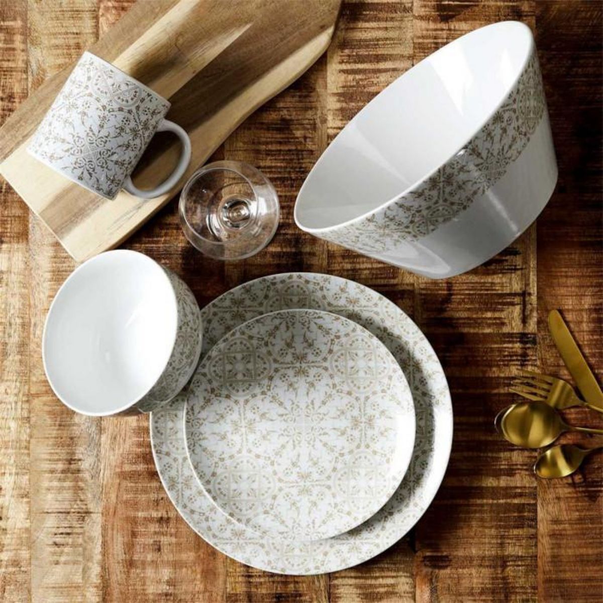 Paris Prix Lot de 6 Assiettes à Dessert  Faience  19cm Blanc