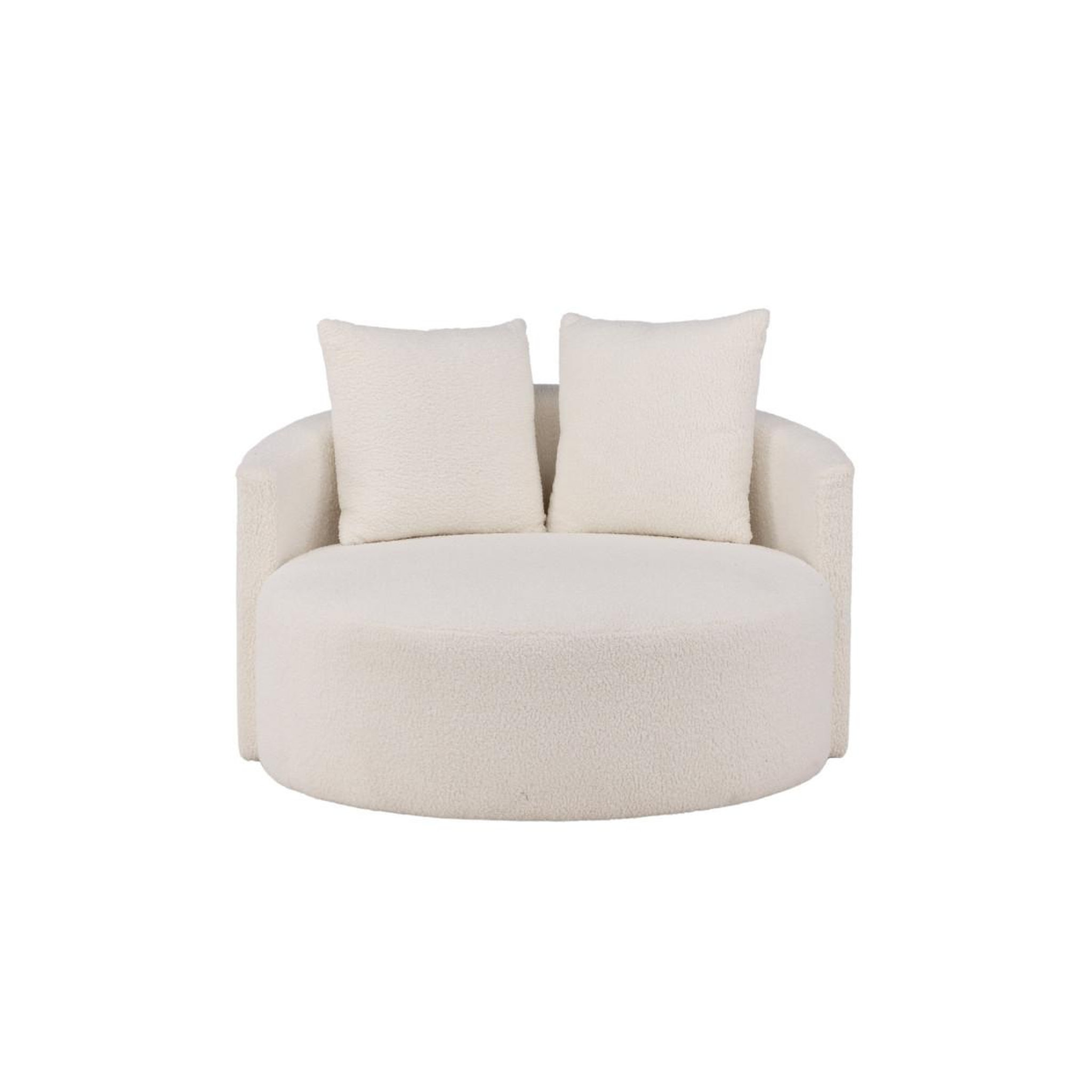 Voir la diapositive 2 : Paris Prix Fauteuil rond tissu bouclette  kelso  120cm blanc