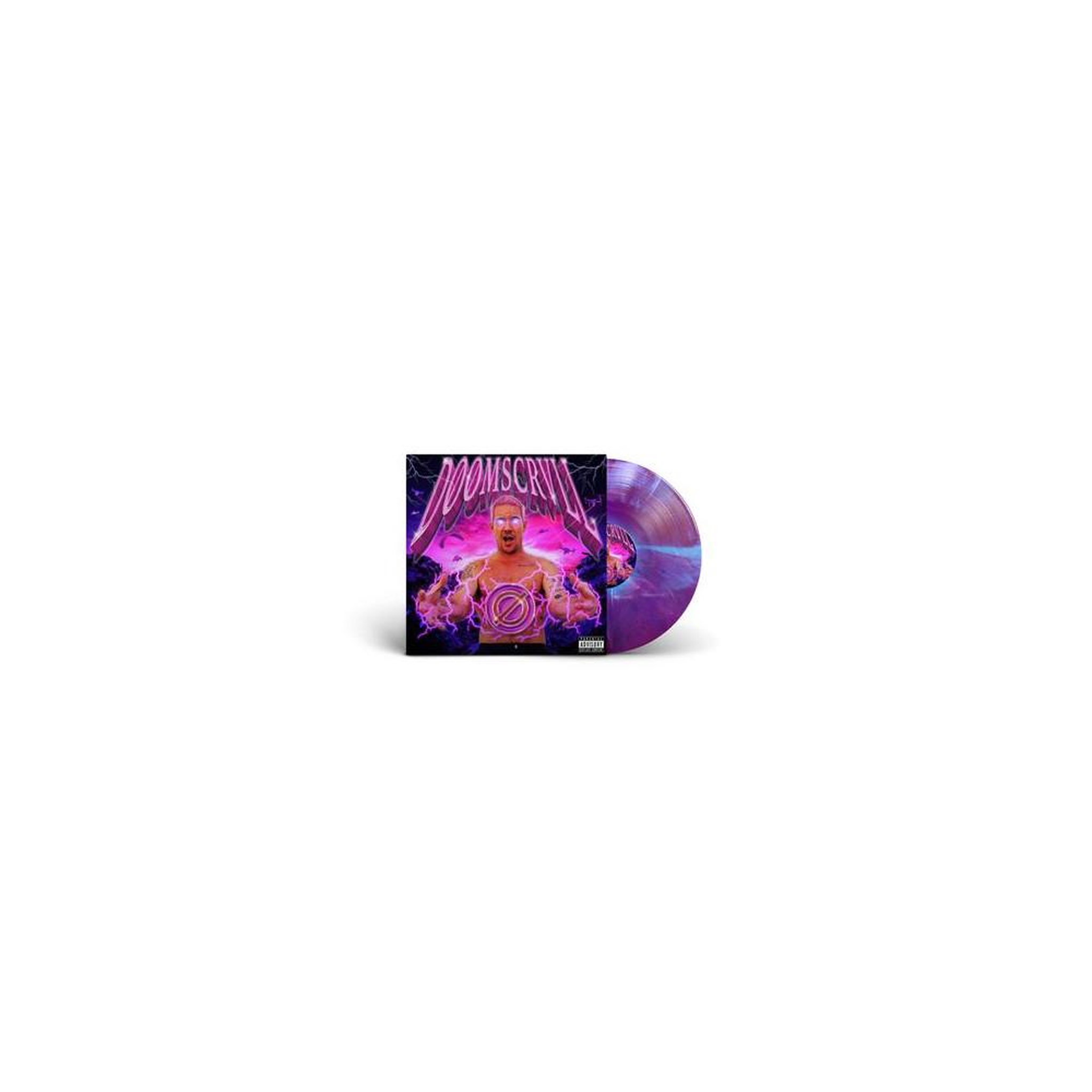 Vinyle lp 33t coloré d00mscrvll, pressing purple et rose marbré, électro techno/dance internationale