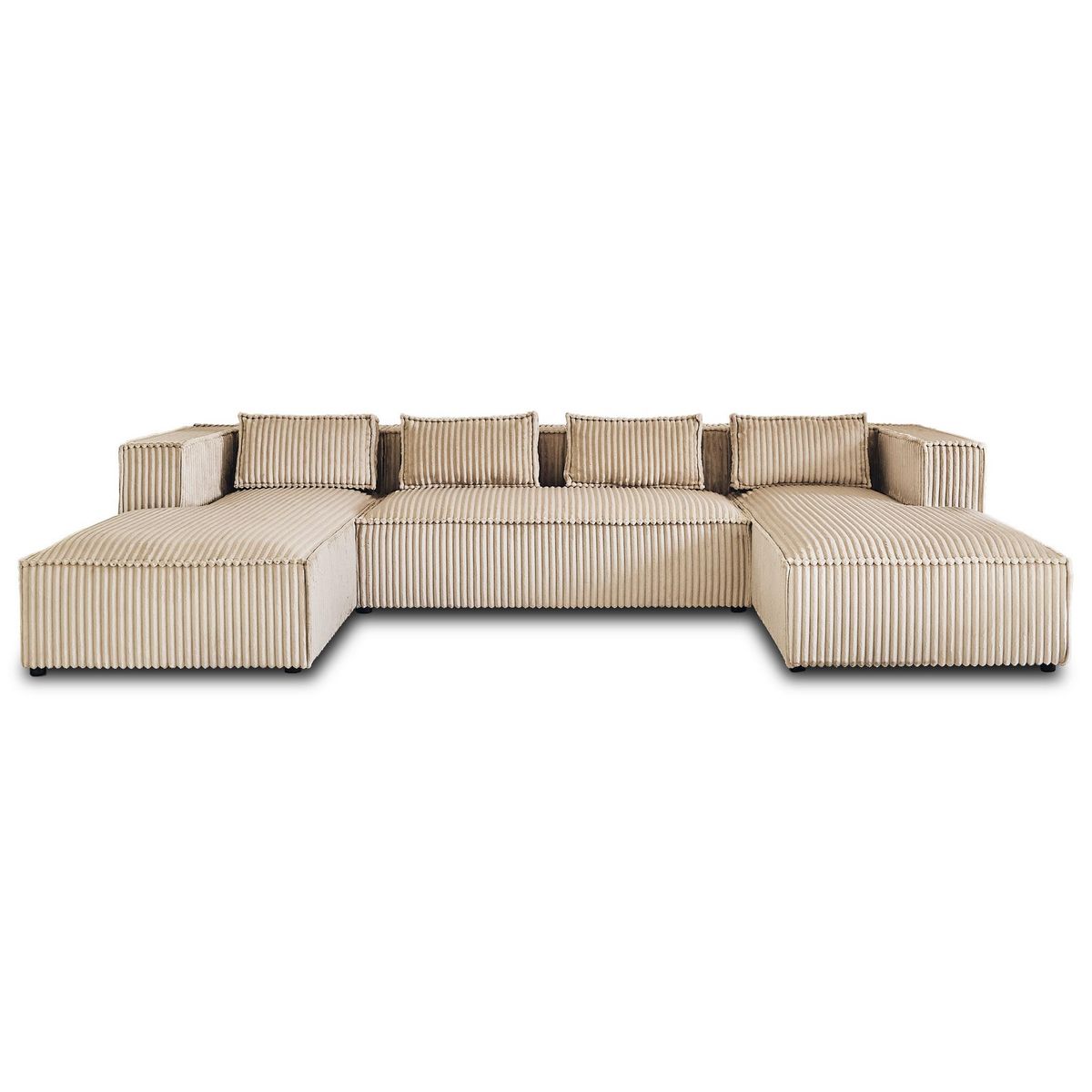 LISA DESIGN Stella - canapé panoramique en u - 7 places - en velours côtelé grosses côtes