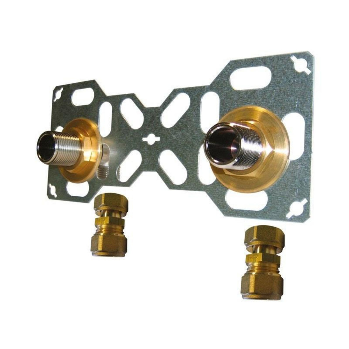 CENTRALE BRICO Double sortie de cloison mâle à compression pour tube per, Diam.16 mm 20 x 27 mm