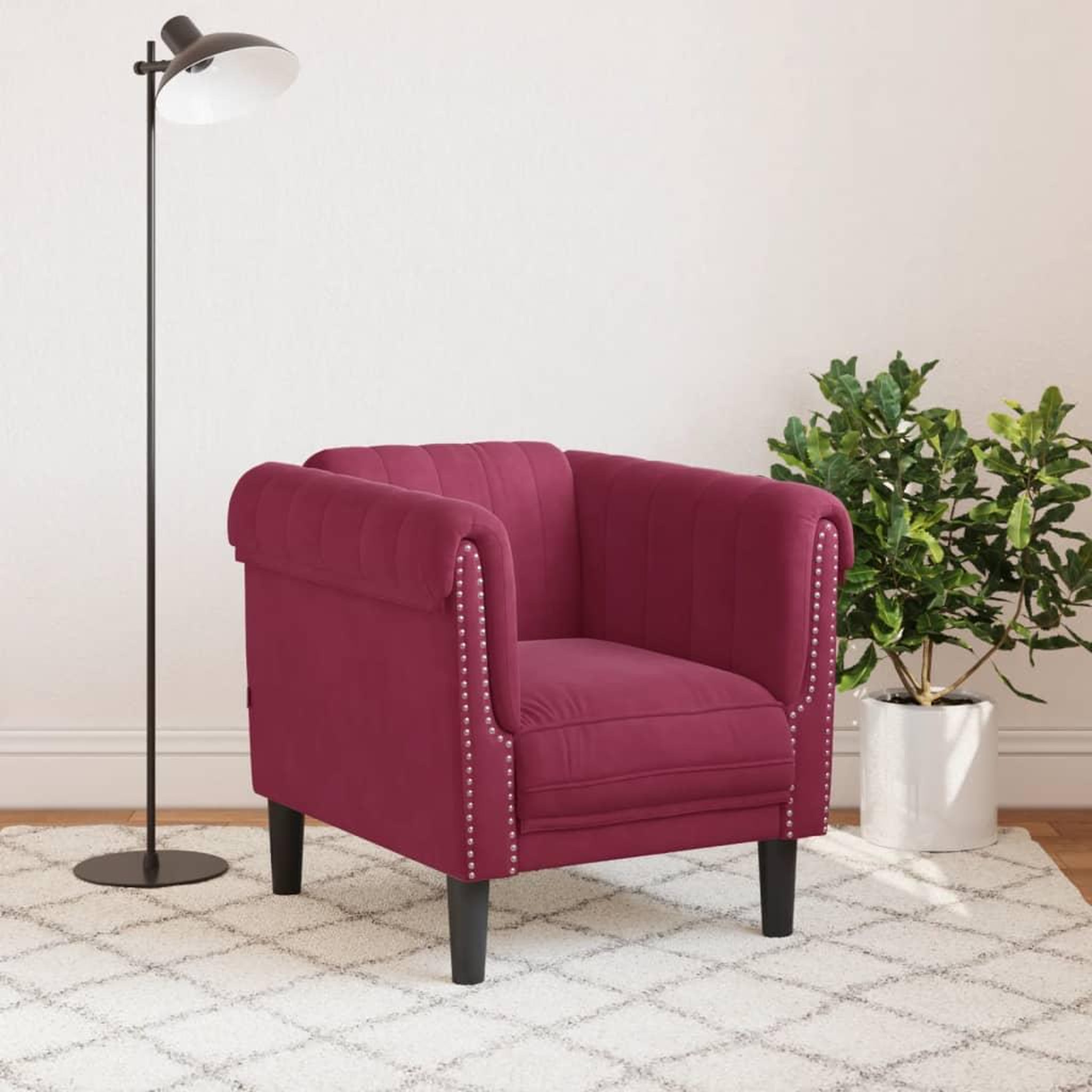 Voir la diapositive 3 : VIDAXL Fauteuil rouge bordeaux velours