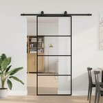 VIDAXL Porte coulissante kit de quincaillerie noir 90x205 cm verre ESG