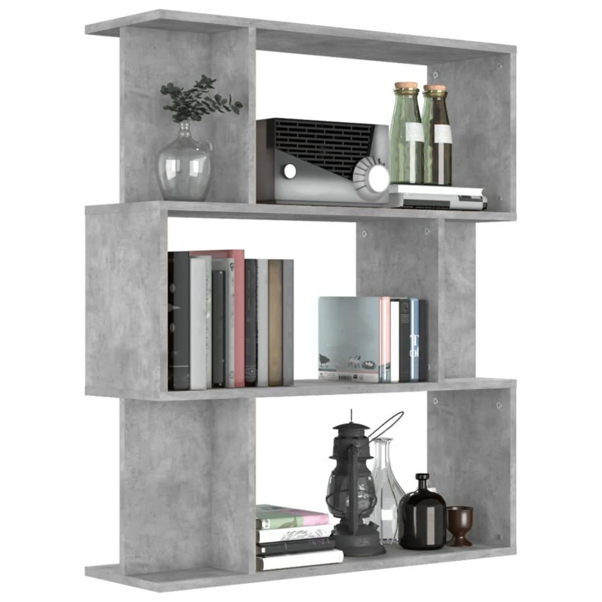 VIDAXL Bibliotheque/Separateur de piece Gris beton Bois d'ingenierie