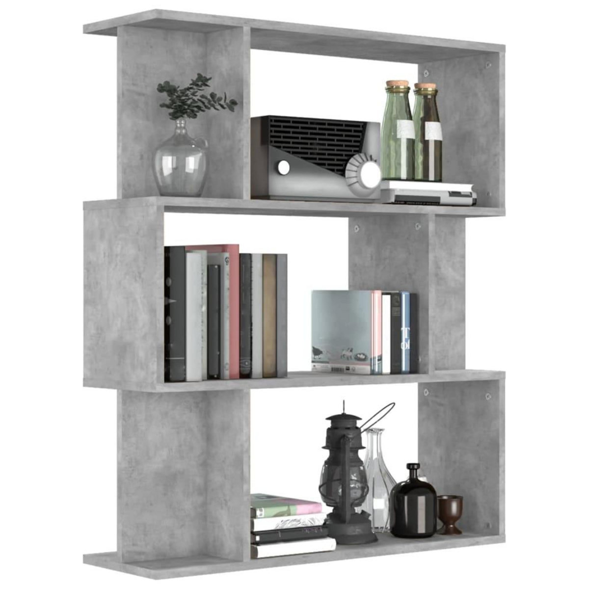 VIDAXL Bibliotheque/Separateur de piece Gris beton Bois d'ingenierie