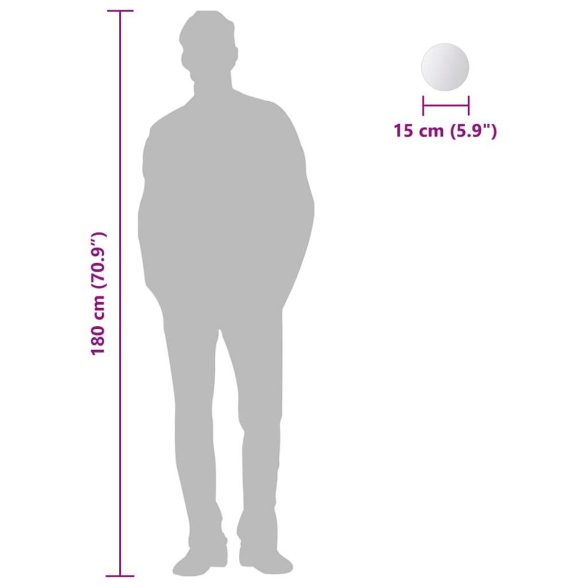 VIDAXL Carreau de miroir 8 pcs Rond Verre