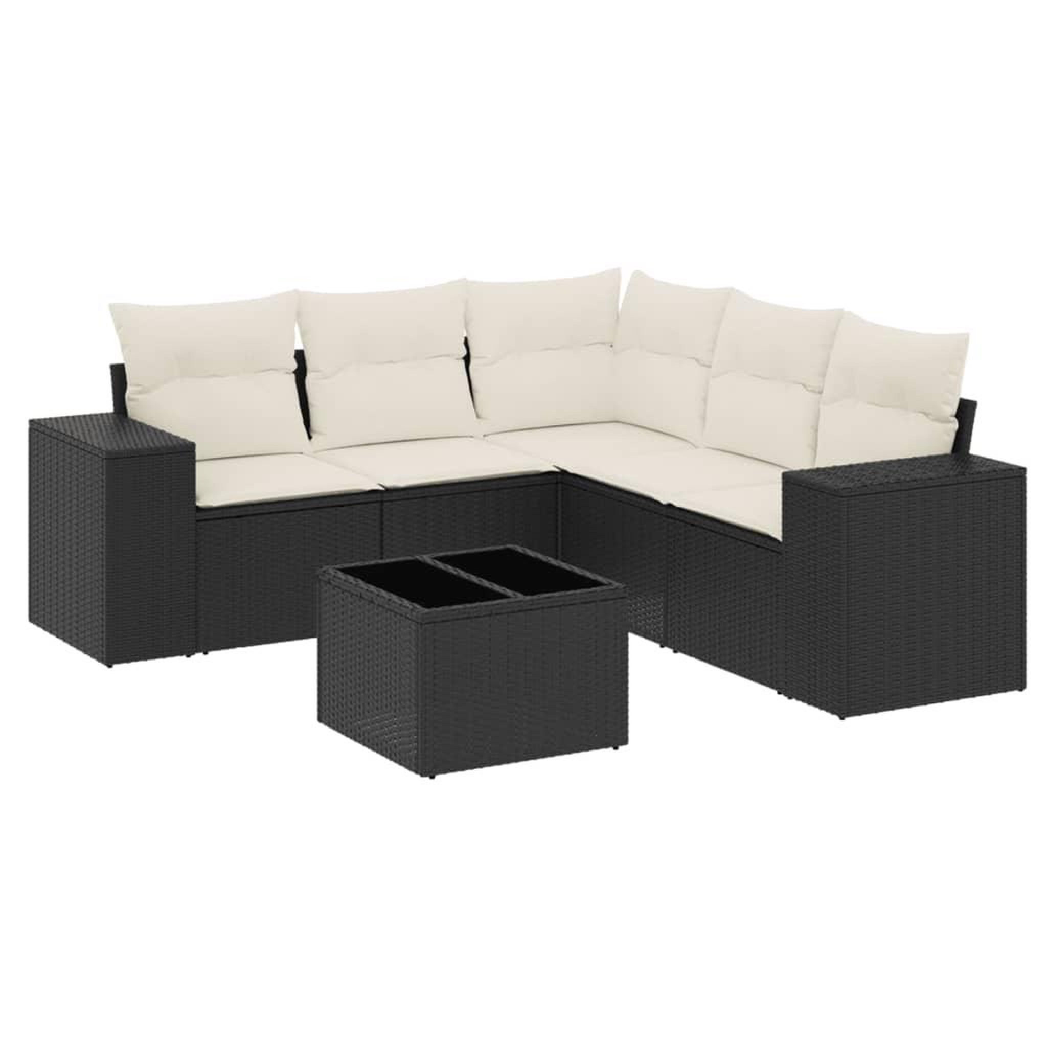 Voir la diapositive 2 : VIDAXL Salon de jardin 6 pcs avec coussins noir resine tressee
